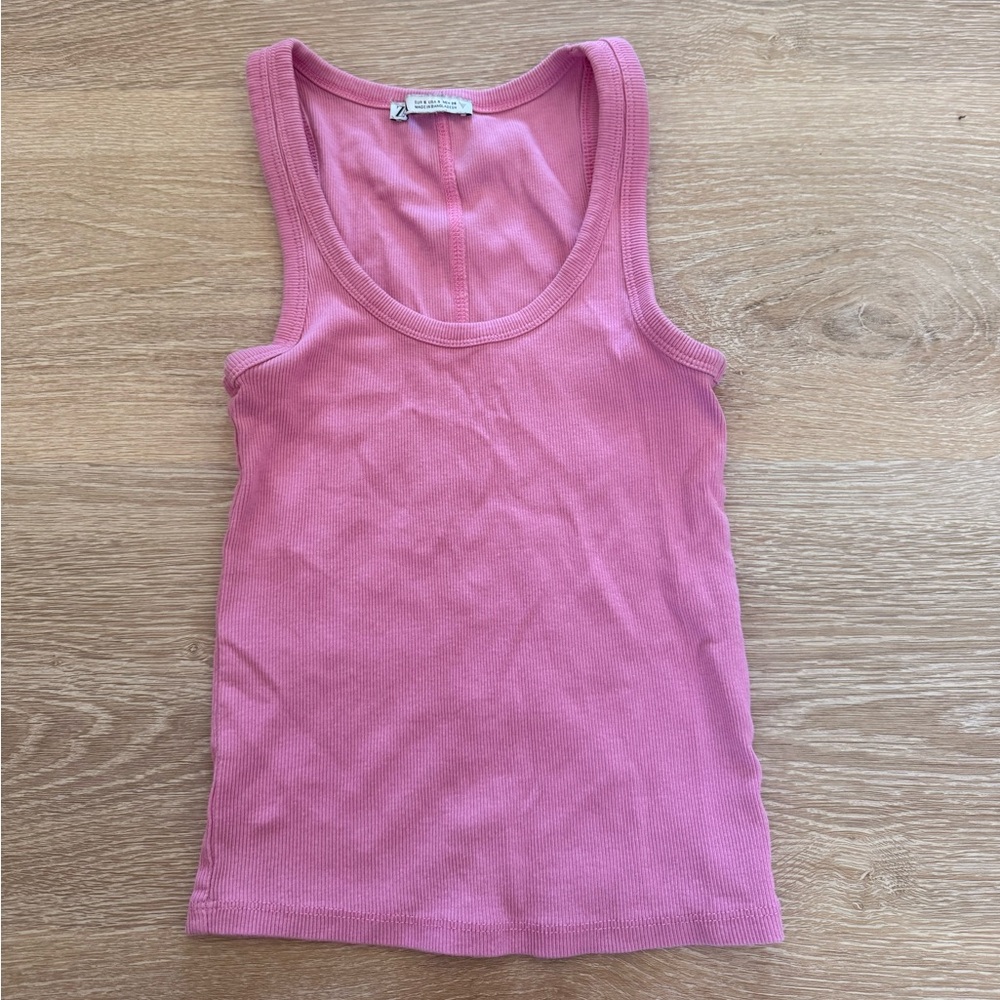 Pink Ribbed Tank Top